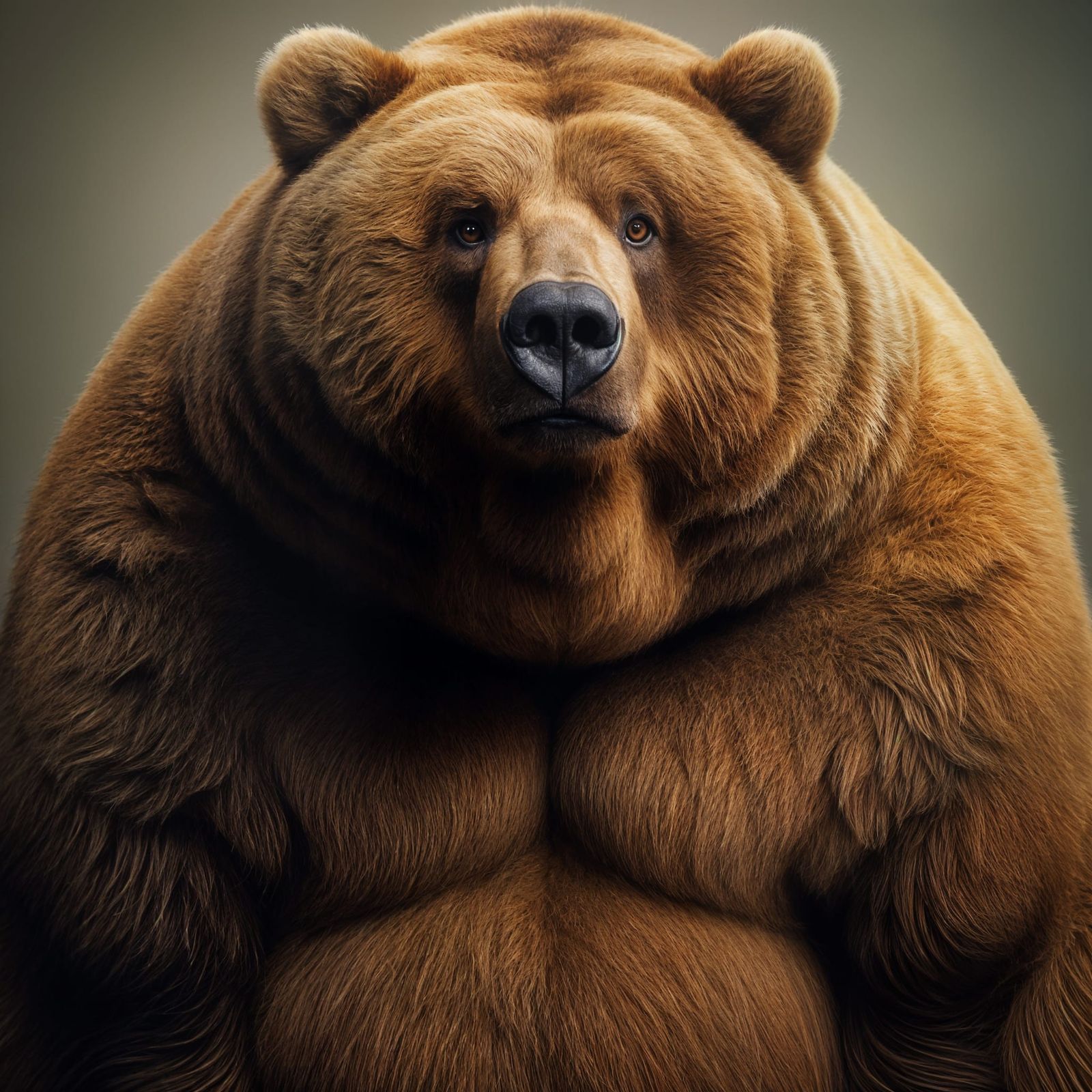 Humorous Portrait of Obese Kodiak Bear
