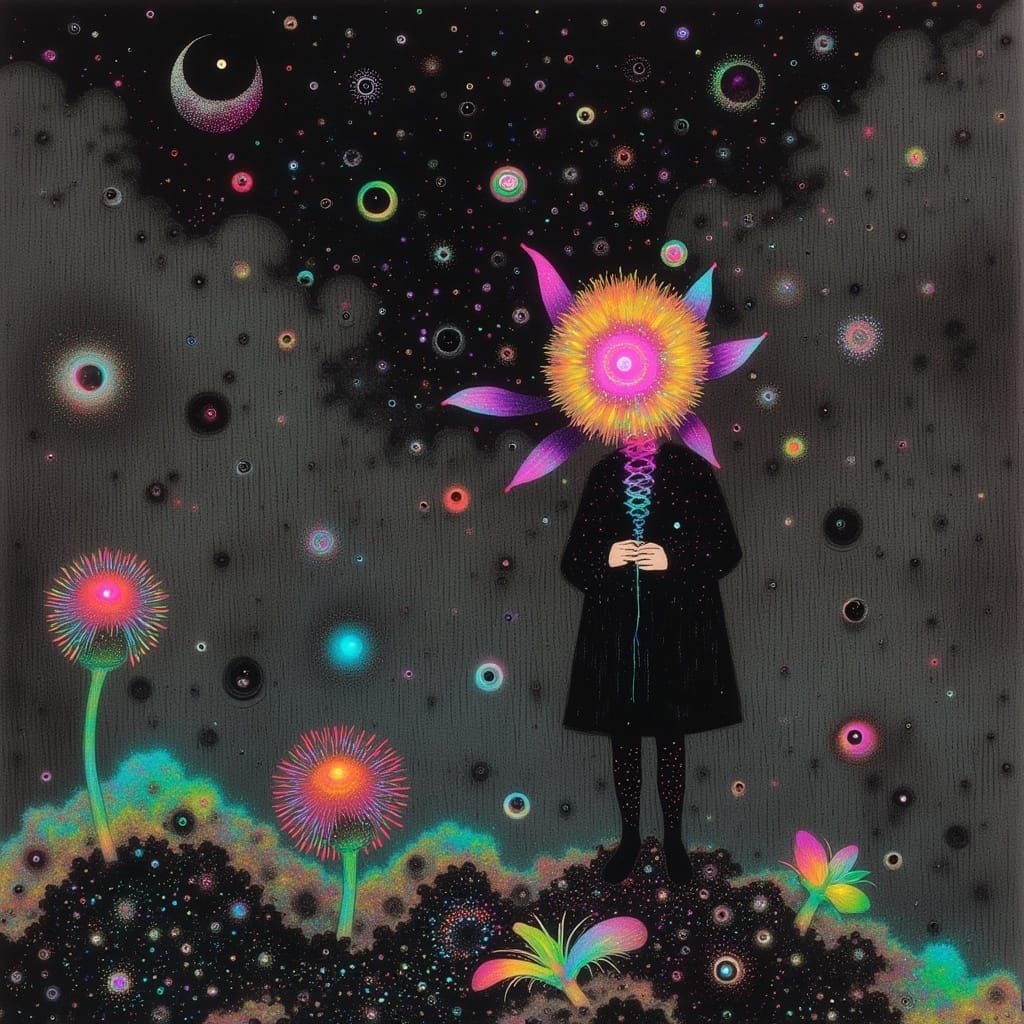 Surreal, Dreamlike Creatures Thrive in a Glowing, Iridescent...