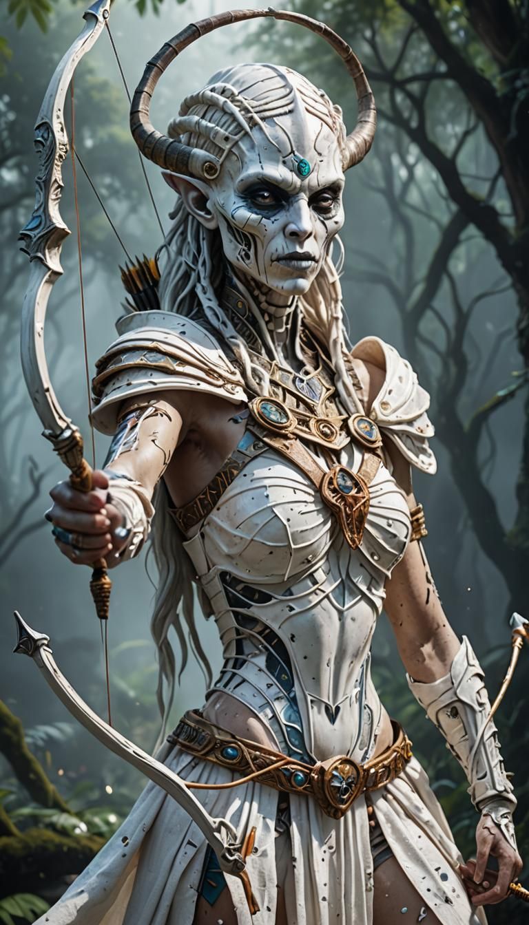 Psychedelic Milk Goddess Archer in Unreal Engine 5