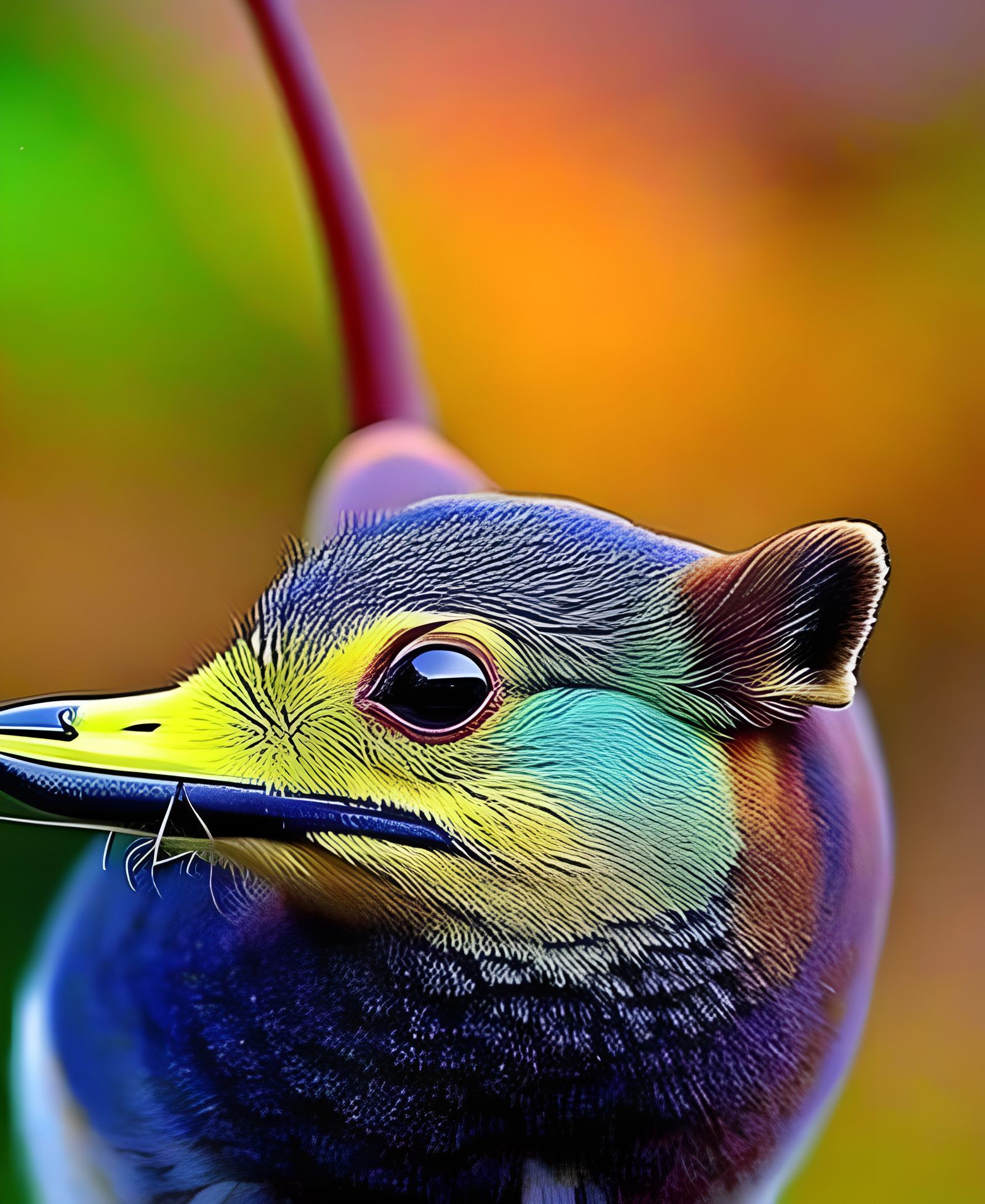 Duck-Billed Creature in Pastel Pencil Sketch