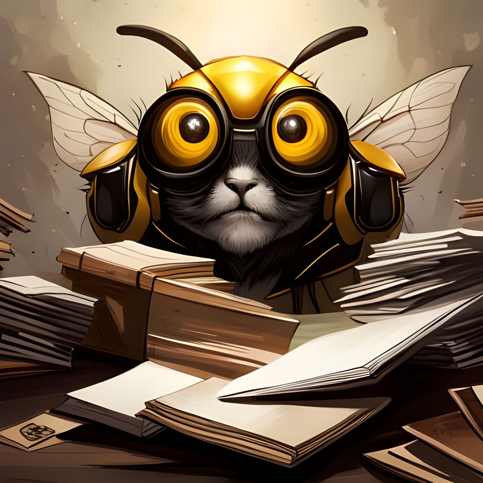 Adorable Bumblebee Portrait in Illustrative Style