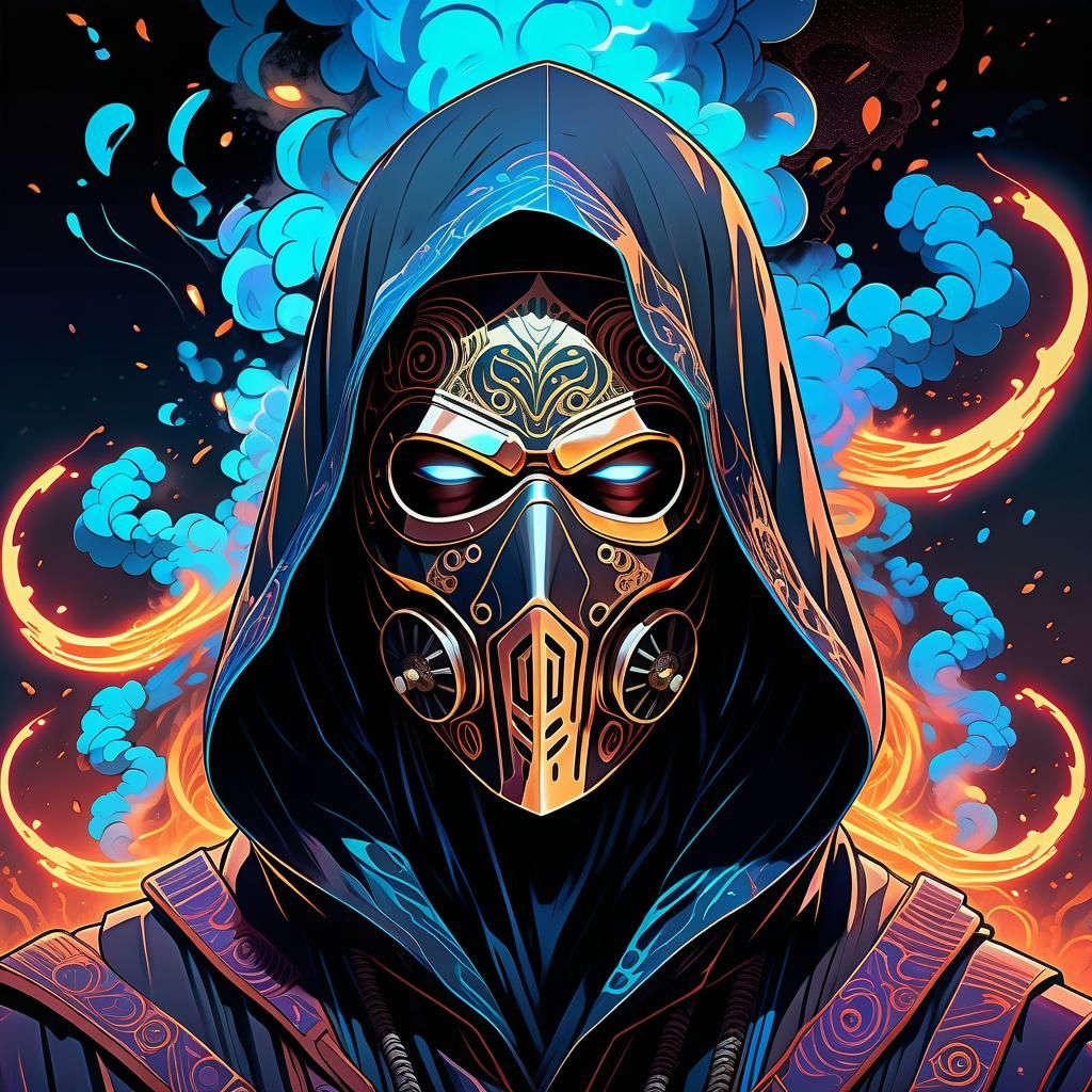 Mysterious Masked Figure in Anime Style