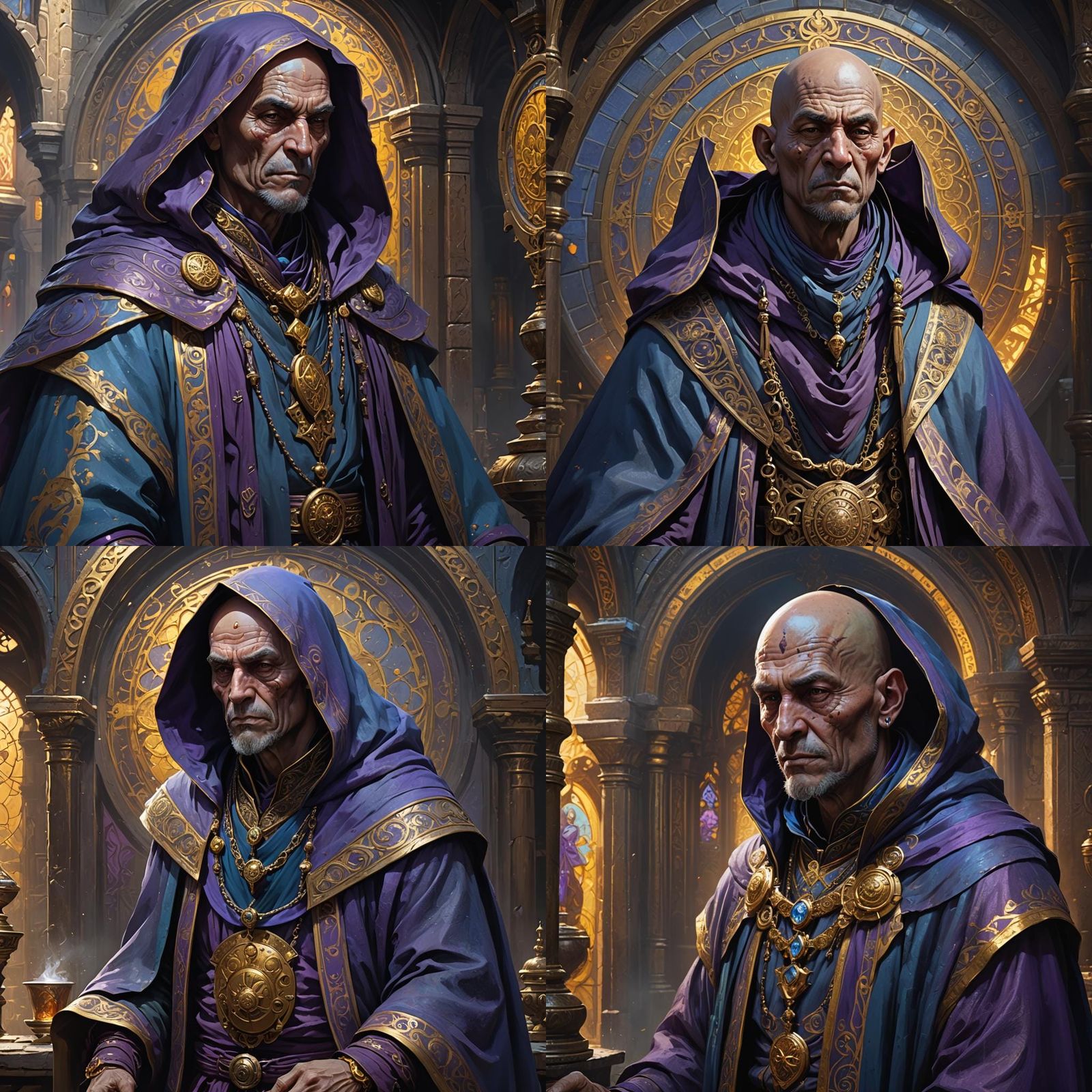 Monk in Blue Cloak, Dark Fantasy Concept Art