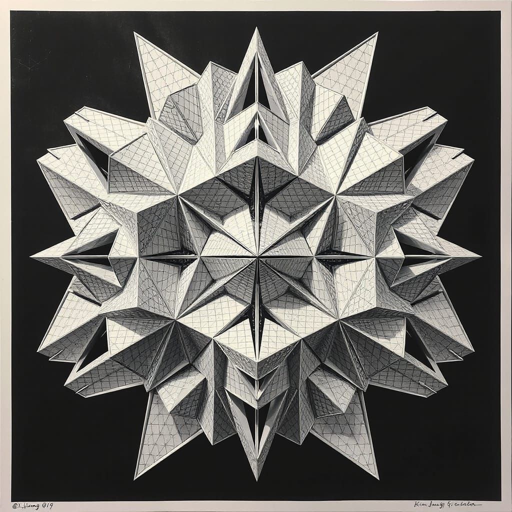 Complex Geometric Tessellation Inspired by Kim Jung Gi