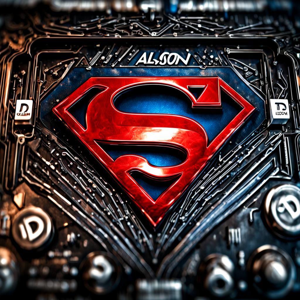 Hyperrealistic Superman Logo with Text Overlay
