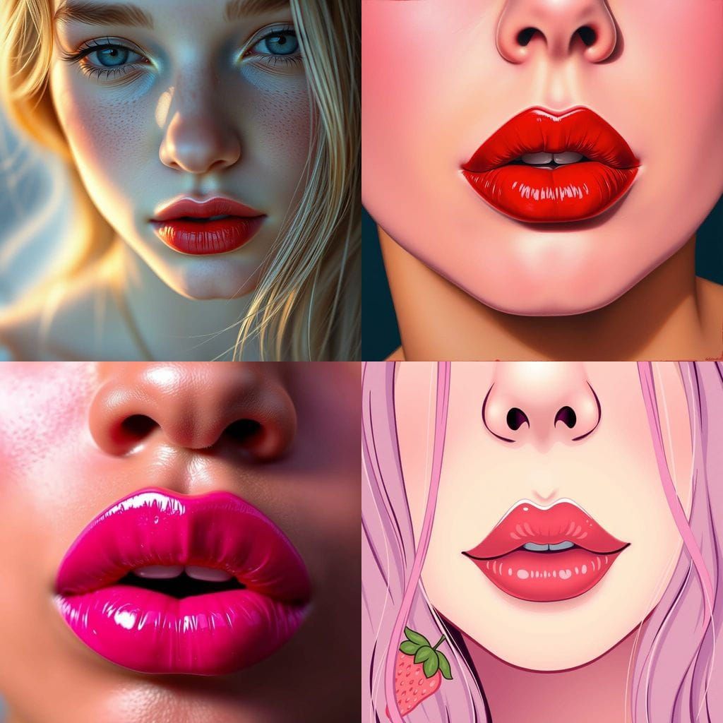 Alluring Strawberry Lips Close-Up