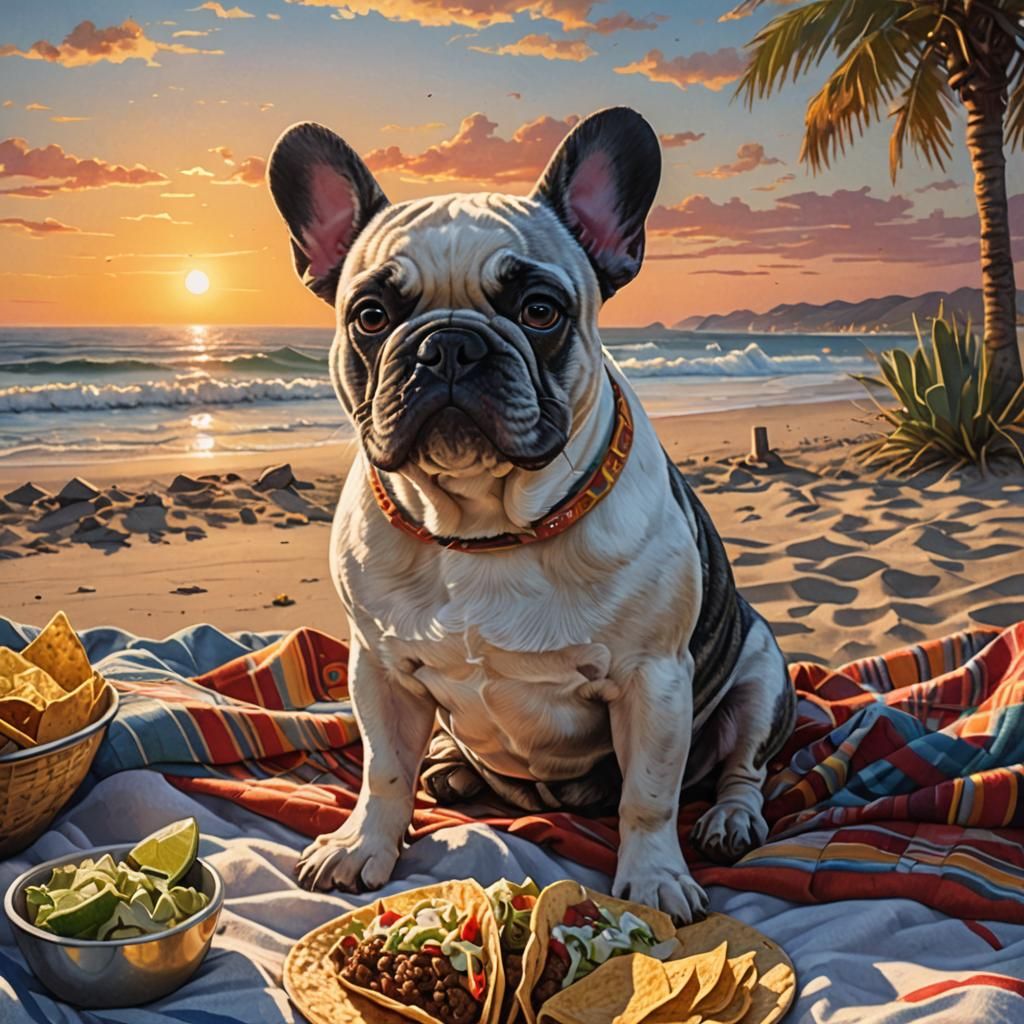 French Bulldog's Taco Tuesday at Sunset