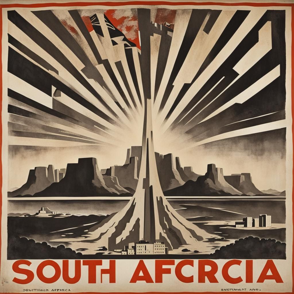 Vintage South Africa Travel Poster in Brutalist Style