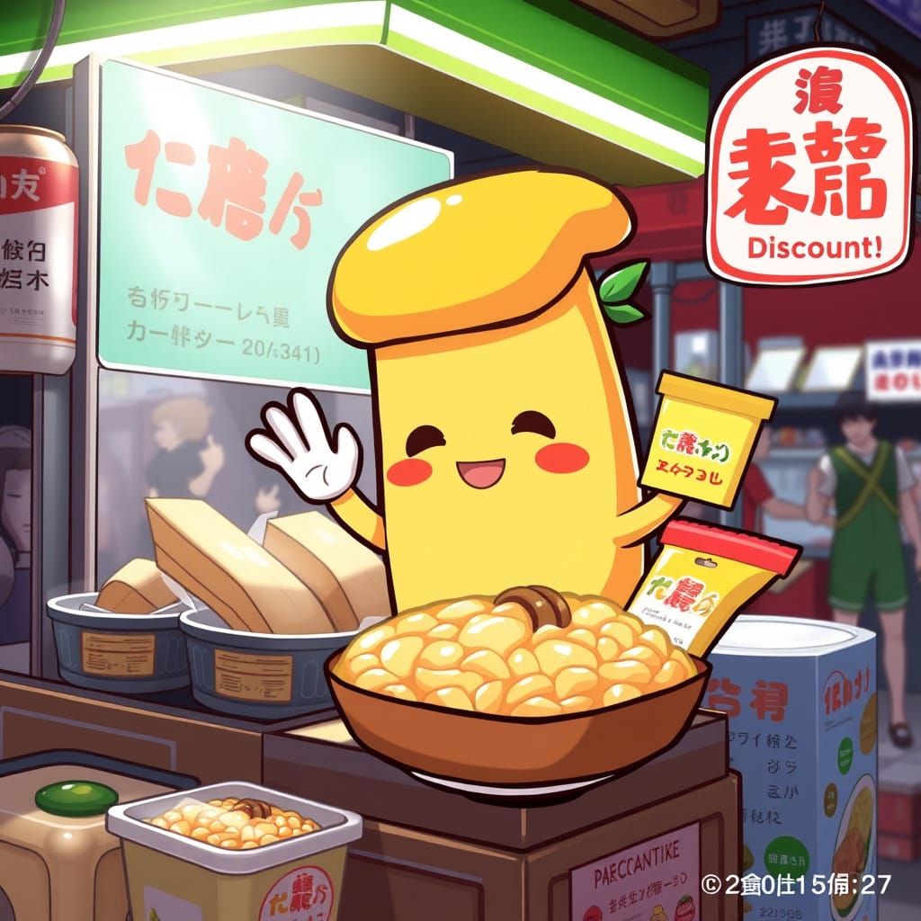 Kawaii Thai Food Stand Selling Mango Sticky Rice