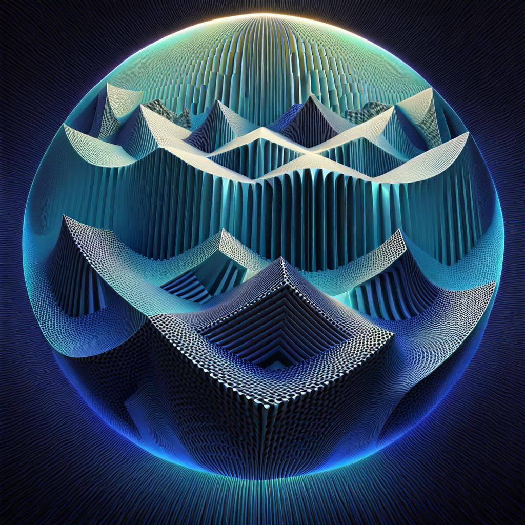 Psychedelic 3D Landscape in Op Art Style