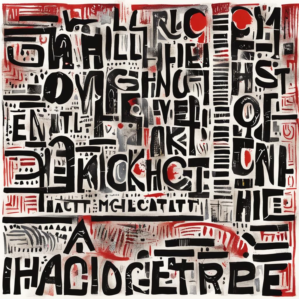 Whimsical Typographic Lady Macbeth with Asemic Elements