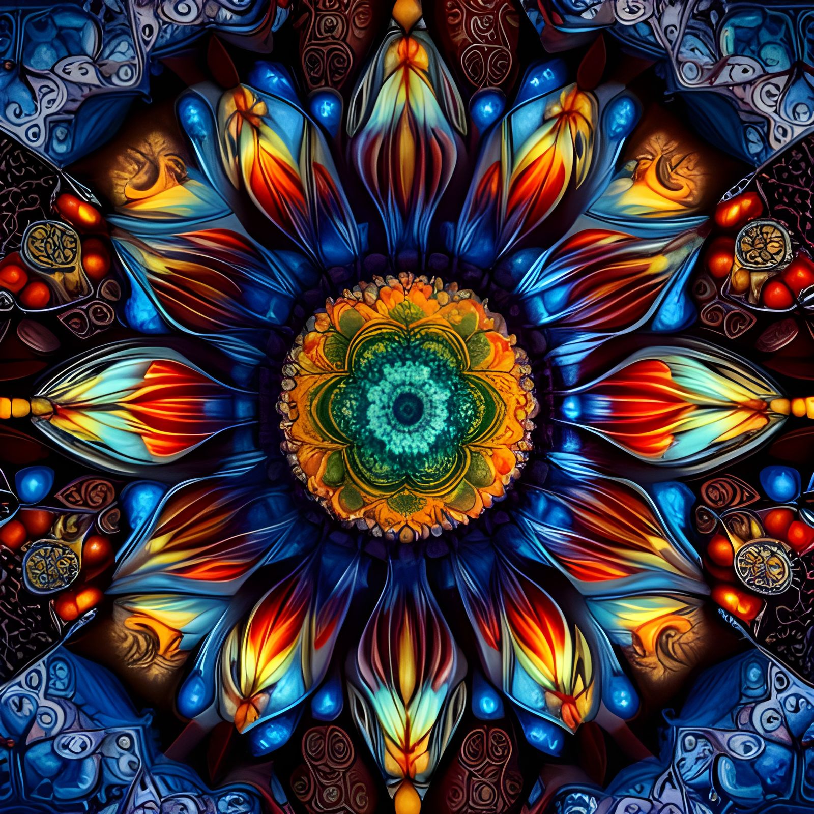 Complex Kaleidoscope Pattern in 3D Render