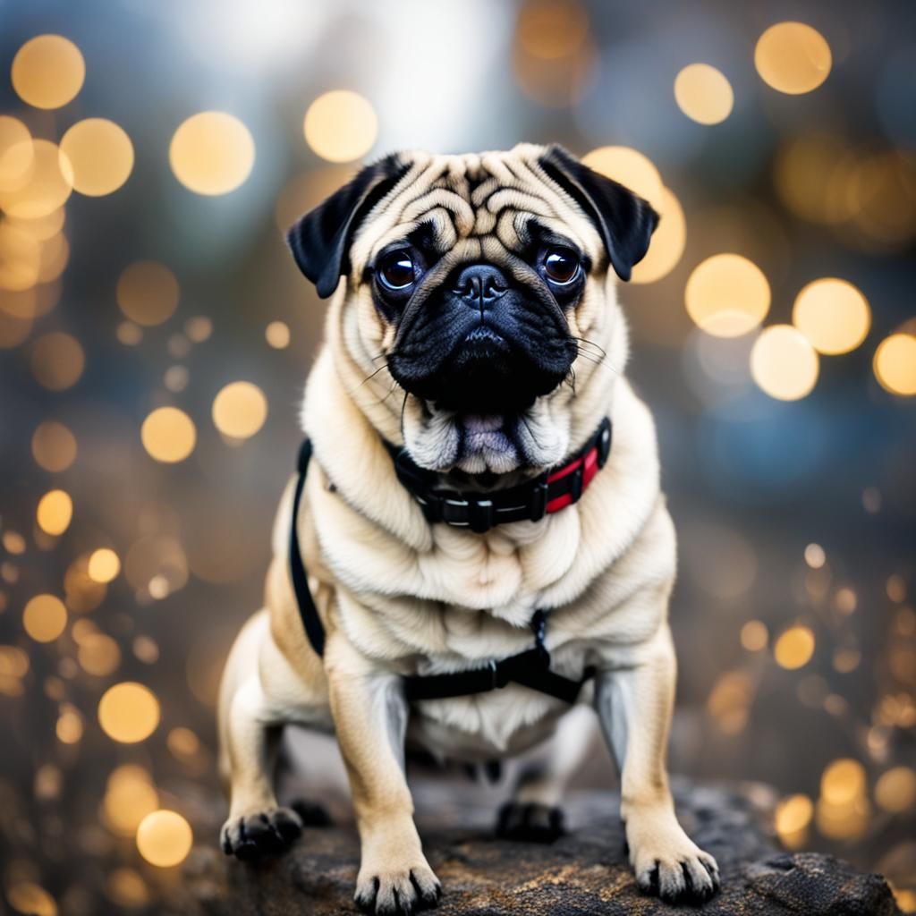 Pug Portrait in Professional Photography Style