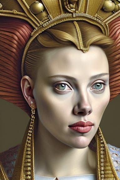 Renaissance Queen of Mandrills: Hyperdetailed Portrait