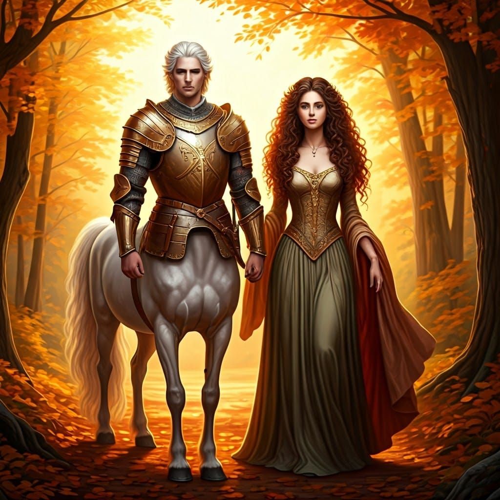 Centaur Prince and Princess in Autumnal Scene
