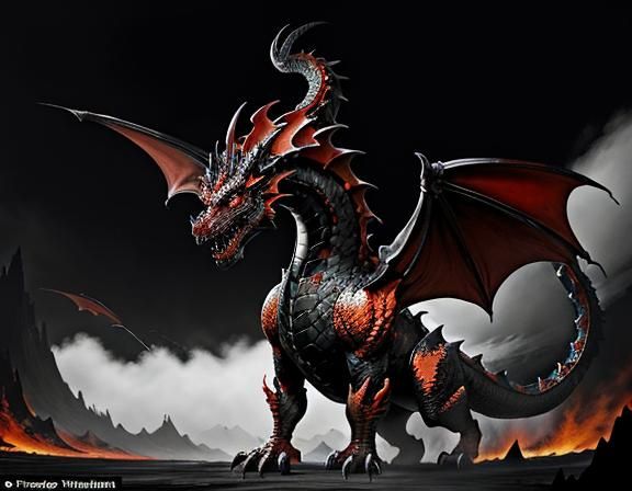 Fiery Dragon in Dynamic Fantasy Art Style