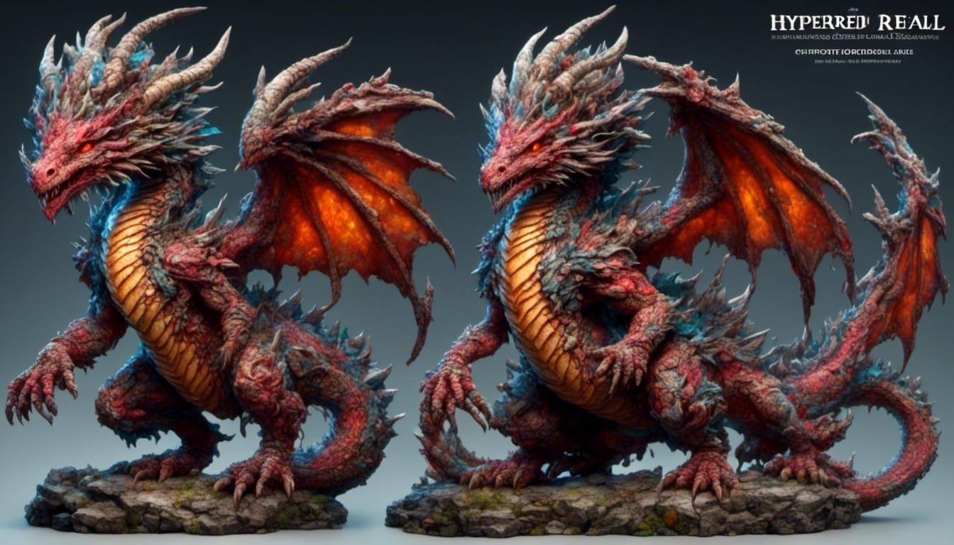 Hyperrealistic Stone Dragon Figurine in Dynamic Pose