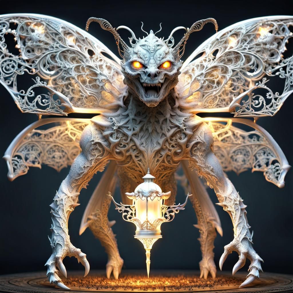 Opalescent Gargoyle Gazebo in a Mystical Forest