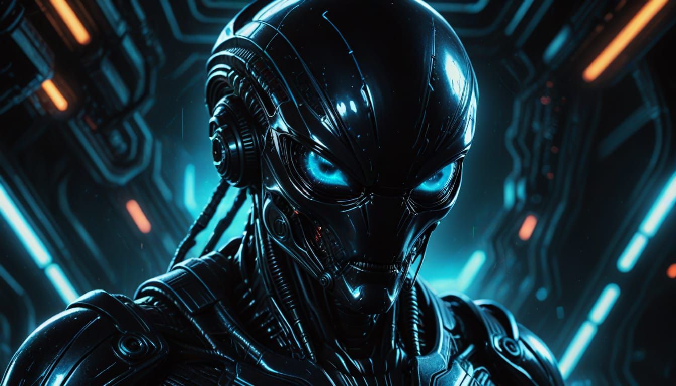 Sci-Fi Alien Secret Agent in Neon Noir