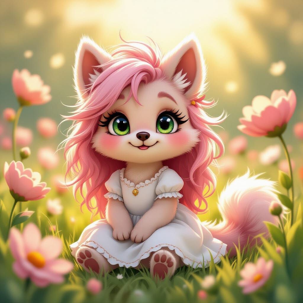 Cute Dog-Dragon Creature in Whimsical Storybook Style