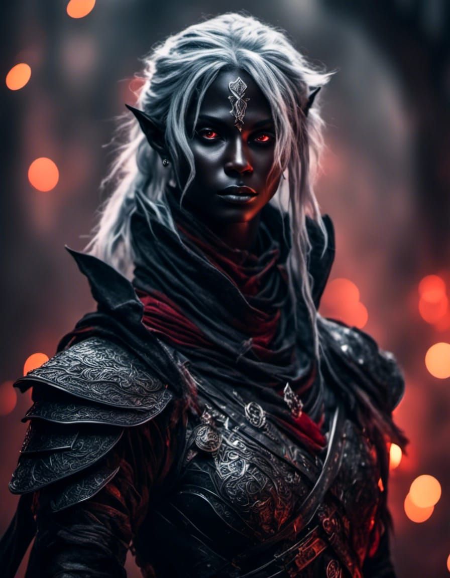 Young Drow Warrior with Red Eyes
