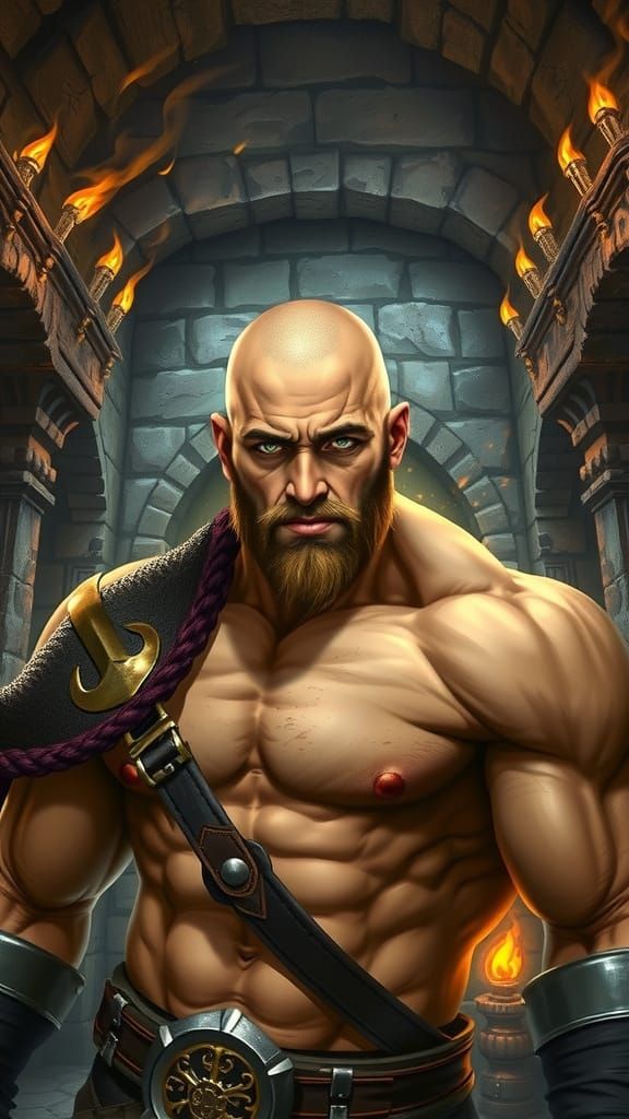 Medieval Guard in Stone Dungeon Fantasy Art