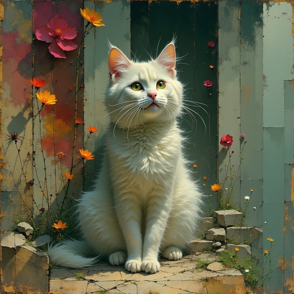 Affectionate Cat Image in Stylized Aesthetic