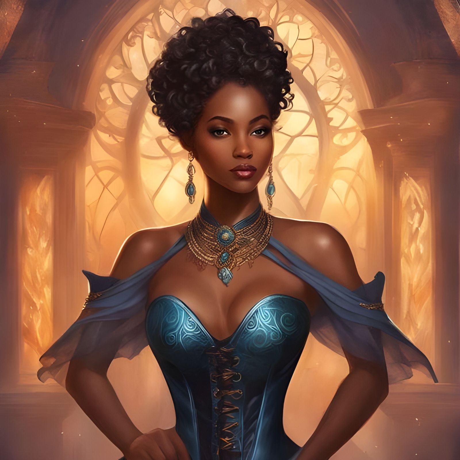 Elegant Portrait of Black Woman in Corset