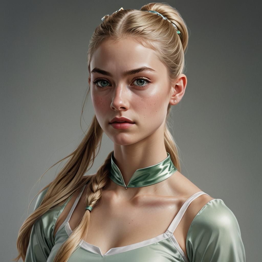 Hyperrealistic Portrait of a Blond Ballerina Superhero