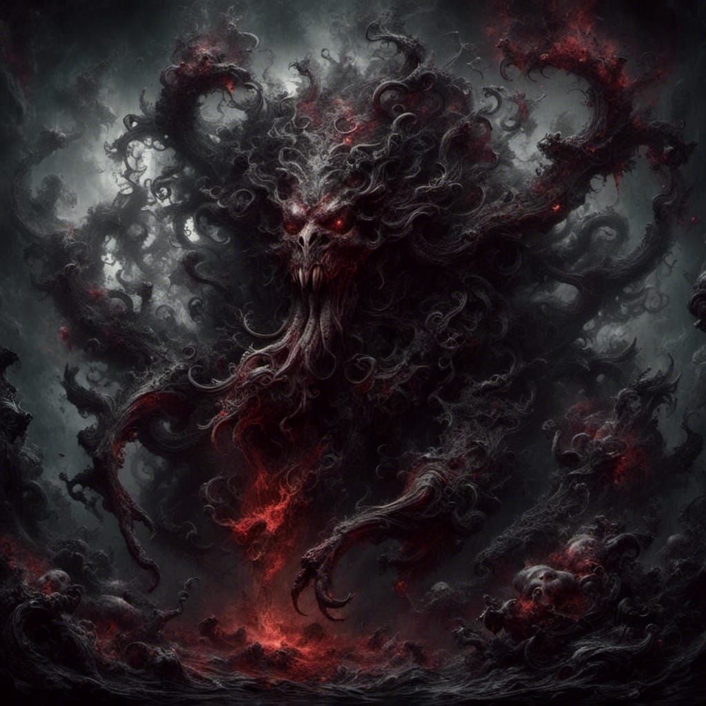 Horror Scene in Rococo Style with Dark Sparkles