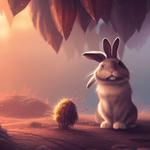 Cute Bunny in Detailed Fantasy Painting