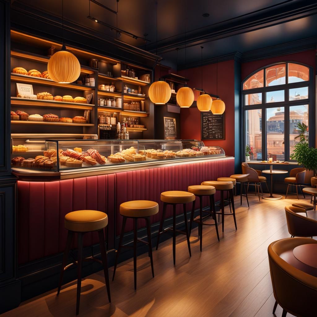 Hyperrealistic Cafe Floorplan with Spacious Seating: Concept...