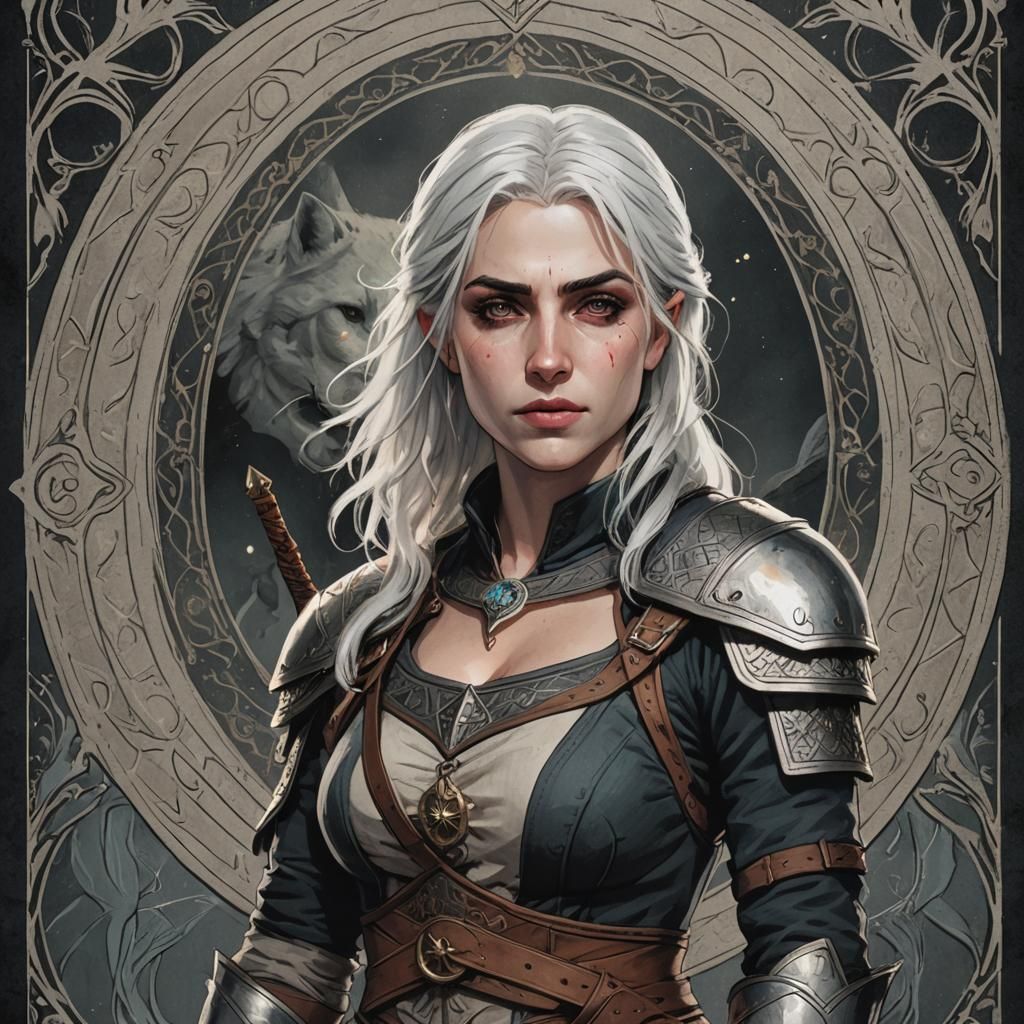 Ciri as Strength Tarot Card Illustration
