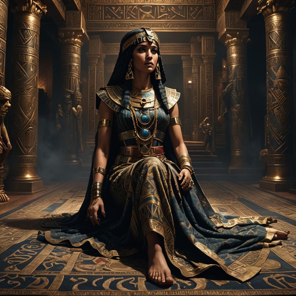 Cleopatra's Dramatic Entrance: Dark Fantasy Art