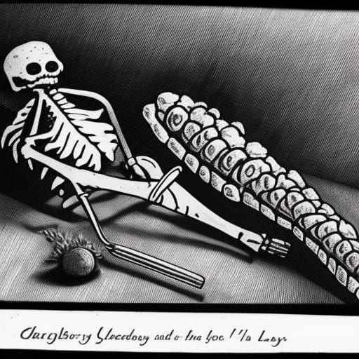 Surreal Sci-Fi Mouseberries and Charred Skeleton