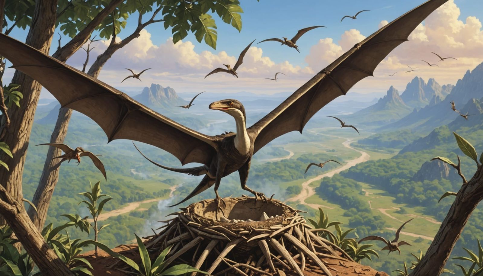 PTERODACTYL NESTING SIGHTING IN ANCIENT LANDSCAPE