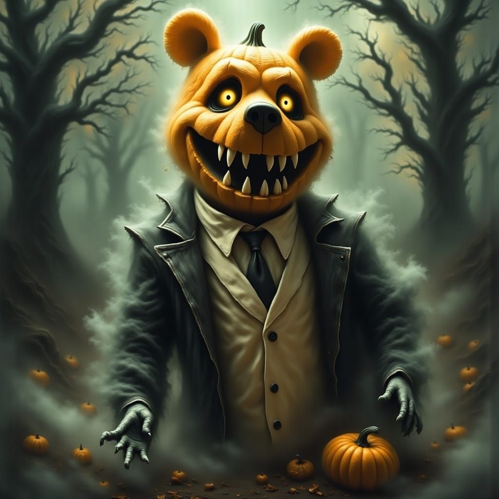 Zombie Winnie the Pooh Ruling the World in a Business Suit