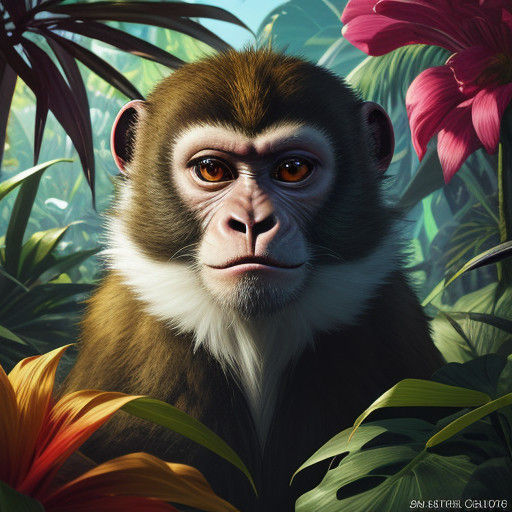 Vibrant Monkey Splash Art in Hyperrealistic Style