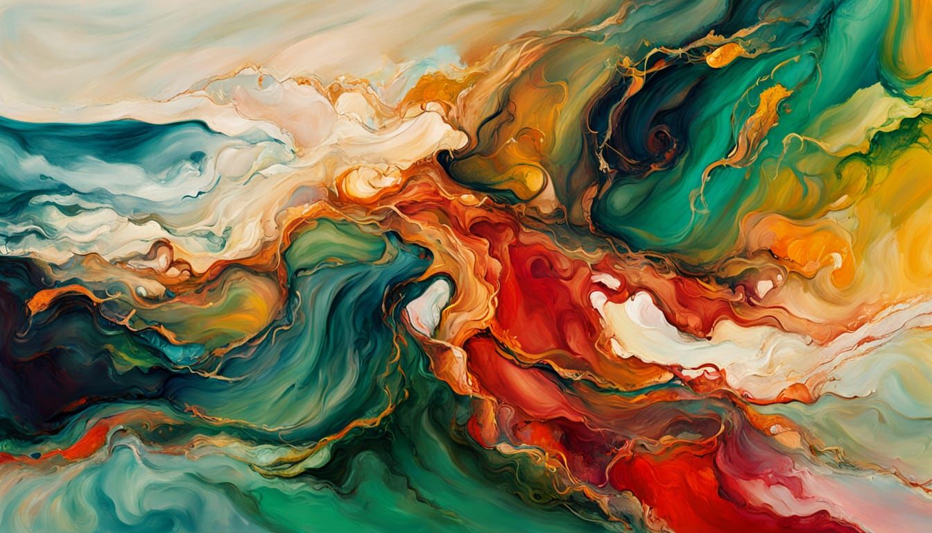 Woman on Beach in Vibrant Abstract Oil Painting Style