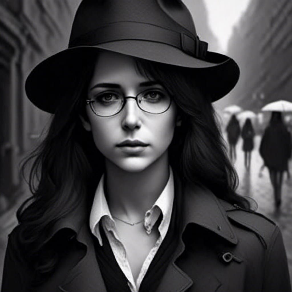 Atmospheric Black and White Portrait on Foggy Street