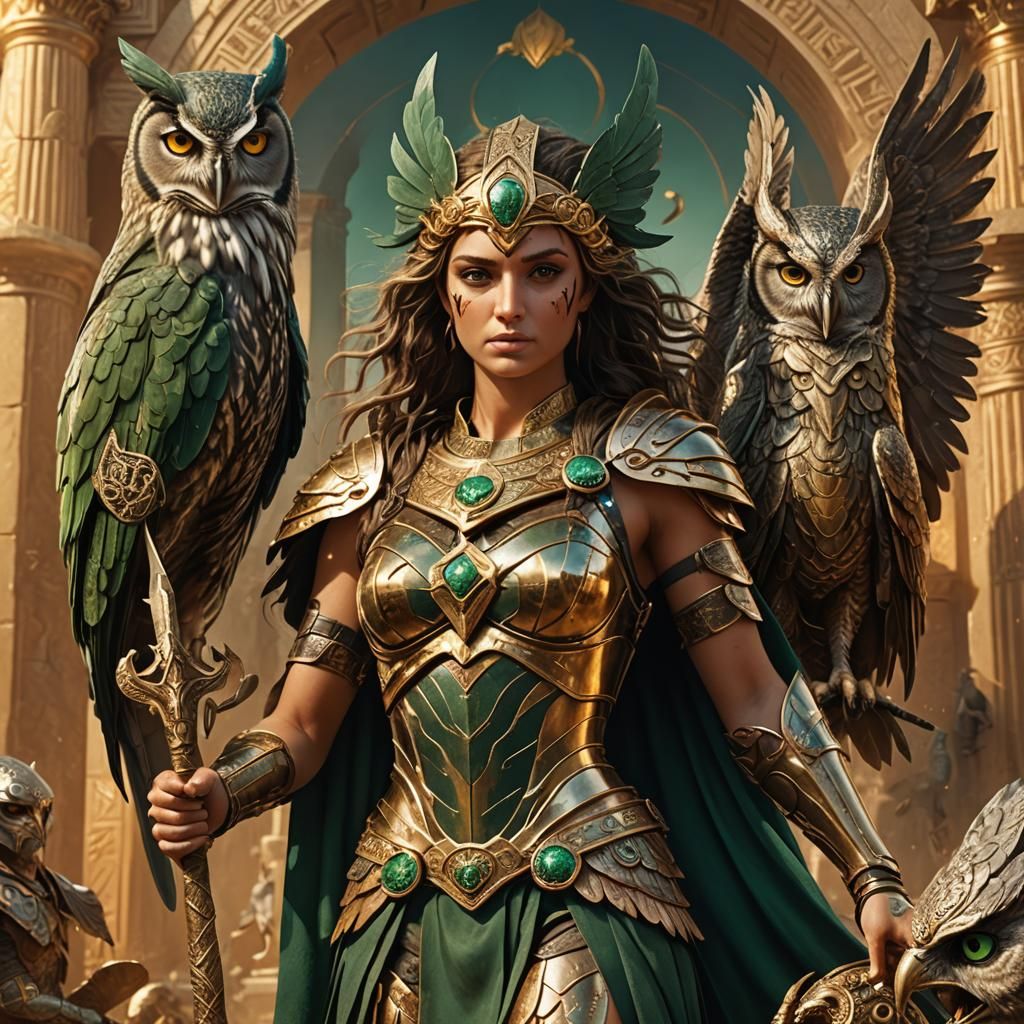 Athena, Goddess of Wisdom and War, in Artstation Style