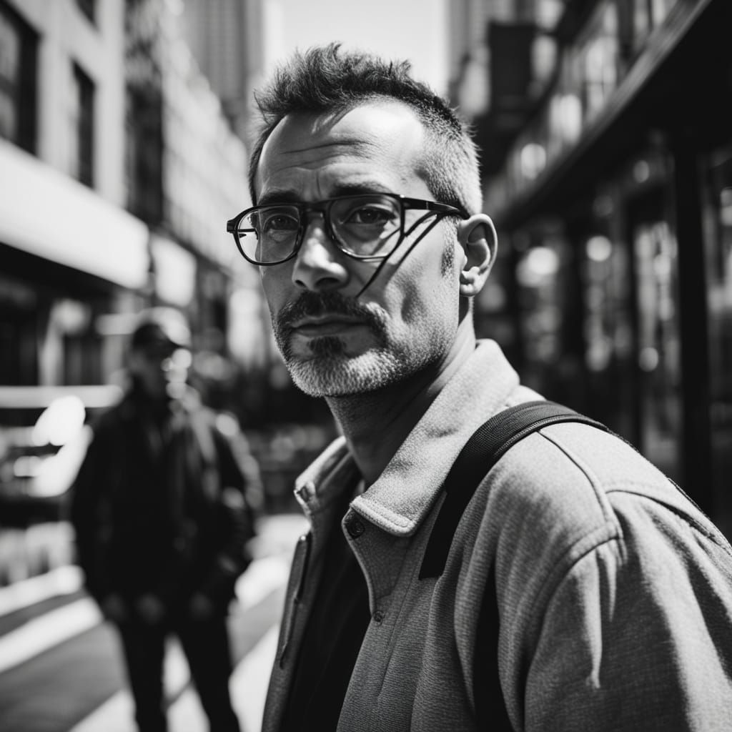 Moody City Portrait in Black and White