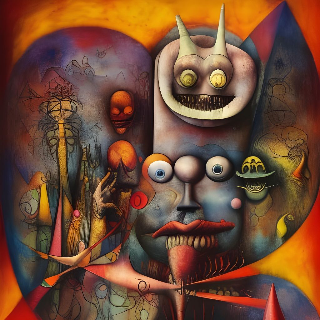 Surreal Demons and Wizards in Mixed Media Collage