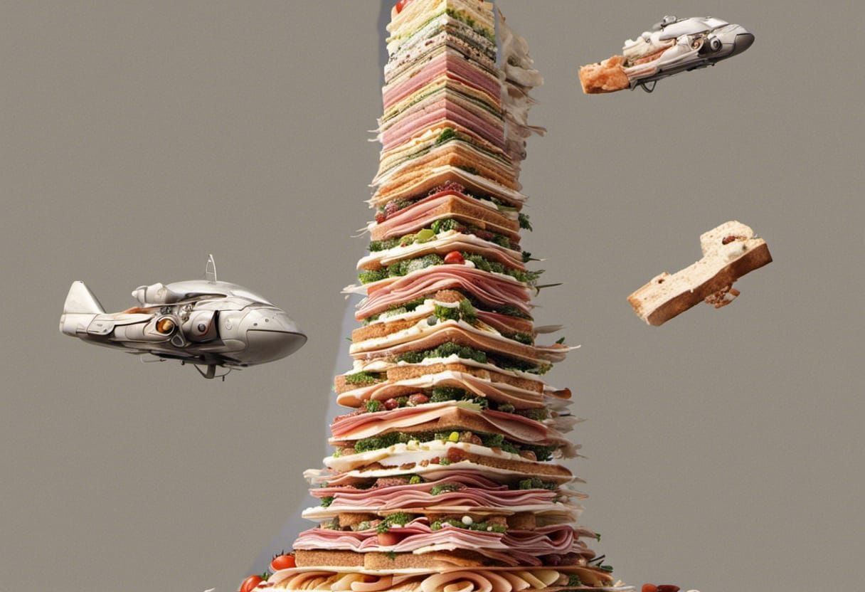 {[A stairway to heaven]  that end on a [skyscraper]} made of...