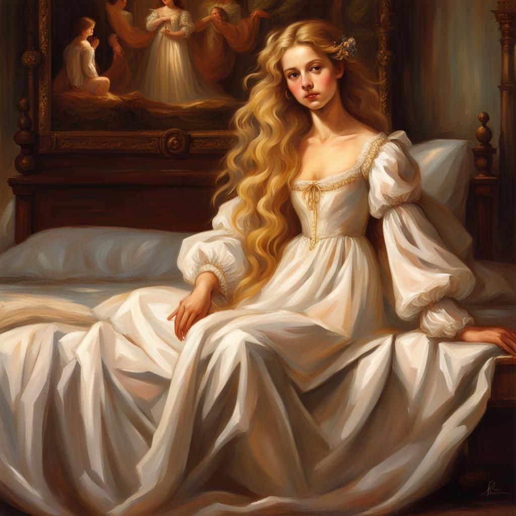 Renaissance Woman with Golden Hair in Painting