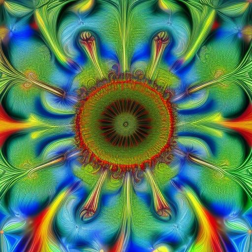 Intricate Fractal Art in Vibrant Colors, HDR