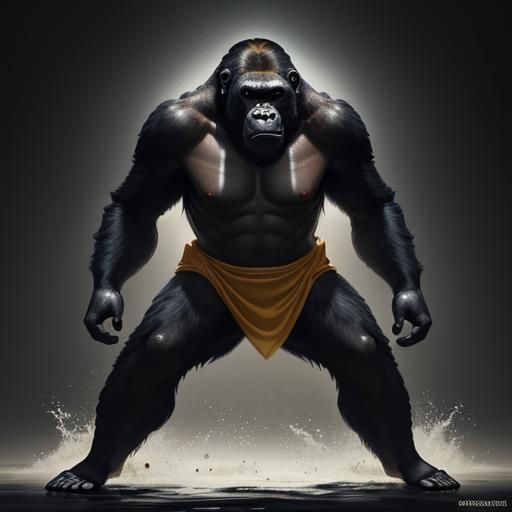 Hyperrealistic Jesus Gorilla Splash Art