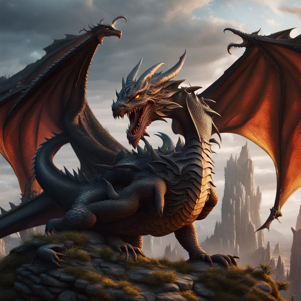 Detailed Dragons in Fantasy Concept Art