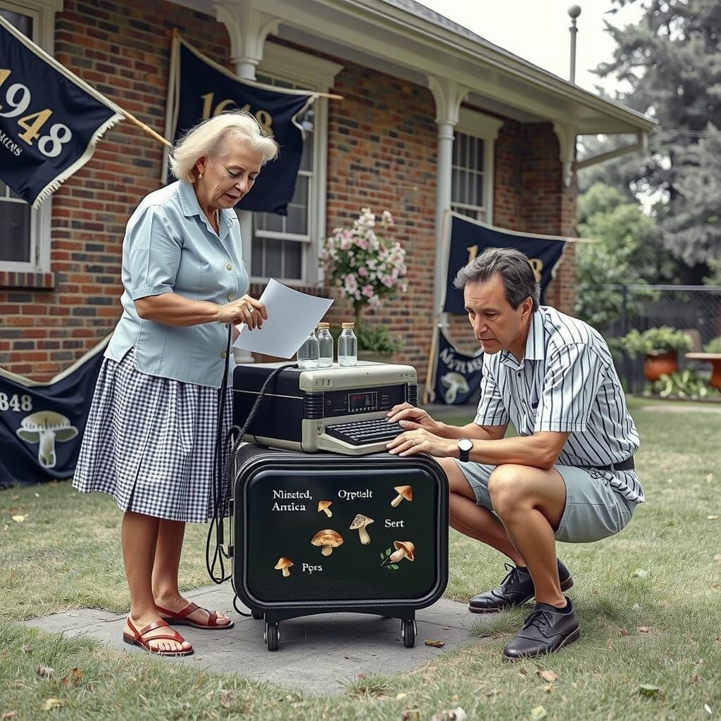 Centenarians and Vintage Computer in Nostalgic Photo