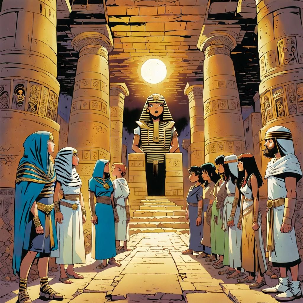 Teenagers Confront Mummy in Egyptian Tomb, Comic Art